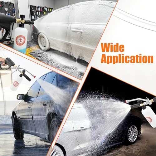 JOEJET Pressure Washer Gun with Foam Cannon Dual Connector Accessory | 1/4" Quick Connect, 5 Nozzle Tips, Dual Tip Attachment with Foam/Water Switch, Adjustable Foam, 2100 PSI, 8 GPM, 1 Liter