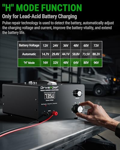 Adjustable Battery Charger 12V 24V 36V 48V 60V 72V,16A Automatic Battery Maintainer,Battery Desulfator Maintainer for Lead-Acid LiFePO4 Lithium,Suit Automotive Golf Cart Truck Lawn Mower(X40)
