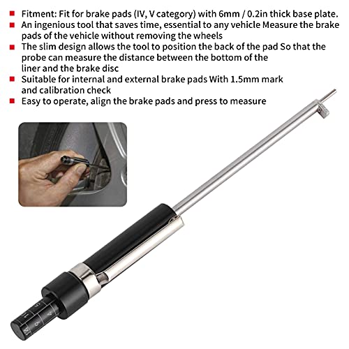 2pcs Brake Pad Thickness Gauge Measure Tool, Car Brake Measuring Tool with Scale for Internal External Pads, Tire Tread Depth Detector Pen, 1.5mm Minimum Measurement Automotive Brake Shoe Tester Kit