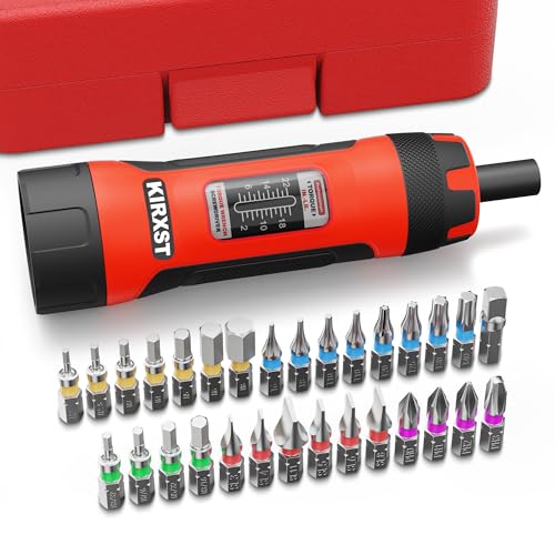 31 PCS 1/4" Drive Torque Screwdriver, 2-22 Inch Pounds Torque Screwdriver Set with S2 Bits and Socket Adapter for Maintenance, Screwdriver Set for Tools, Bike Repairing and Mounting - size: 2-22 in.-lb. S