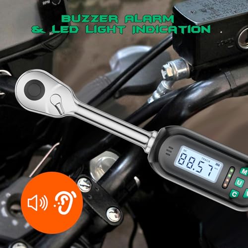 1/2 Inch Drive Digital TorqueWrench, 5.02-99.57Ft.lb/6.8-135N.m, Electronic Torque Wrench with Preset Value, Buzzer & LED Indicator, ±2% Accuracy Torque Wrench for Bike, Motorcycles - size: 5-99.5 Ft-lb/6.8-135 Nm, style: 1/2-Inch