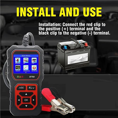 12V/24V Automotive Battery Tester Digital Auto Battery Analyzer Charging Cranking Tester for Car Truck Motorcyle Vehicle RV
