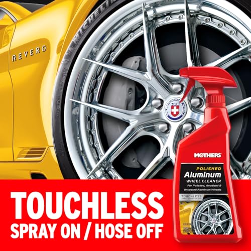 Mothers Polished Aluminum Wheel Cleaner, 24 oz. (06024) | Safely Cleans Uncoated Polished Aluminum & Anodized Wheels, Removes Brake Dust, Grease, Dirt & Grime, Easy Spray-On, Hose-Off - size: 24 Fl Oz (Pack of 1)