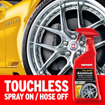 Mothers Polished Aluminum Wheel Cleaner, 24 oz. (06024) | Safely Cleans Uncoated Polished Aluminum & Anodized Wheels, Removes Brake Dust, Grease, Dirt & Grime, Easy Spray-On, Hose-Off - size: 24 Fl Oz (Pack of 1)
