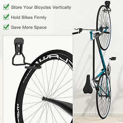 Housolution Bike Wall Mount with Fixed Hook, [2 Pack] Bike Storage Rack | Bike Rack Vertical Stand for Garage - Easily Hang/Detach - with Screws Iron Bike Hanger Brackets - size: 2 PCS
