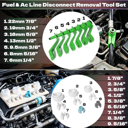 KJE 45PCS Master Quick Fuel Line Disconnect Tool Set – Complete Automotive Disconnect Tool System for A/C, Fuel & Transmission Lines, Fuel Line Removal Tool Compatible with Ford, GM & Chrysler - size: 45PCS
