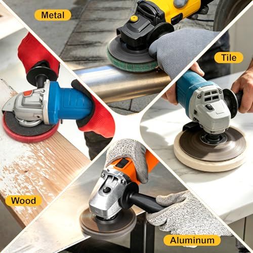 BURMONG 10Pcs 4.5'' Buffing Polishing Wheel for Angle Grinder - 7 Aluminum/Stainless Steel Metal Polishing Wheels & 3 Compounds Kit, Scour Flap Disc for Metal (7/8'' Arbor)
