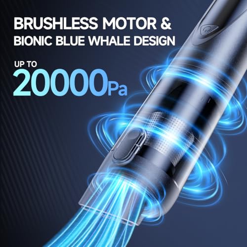 Cordless Car Vacuum Cleaner, 20000Pa Strong Suction Handheld Vacuum with Detailing Kit, Wet/Dry Rechargeable Portable Mini Vacuum for Car Detailing, Home & Outdoor Cleaning