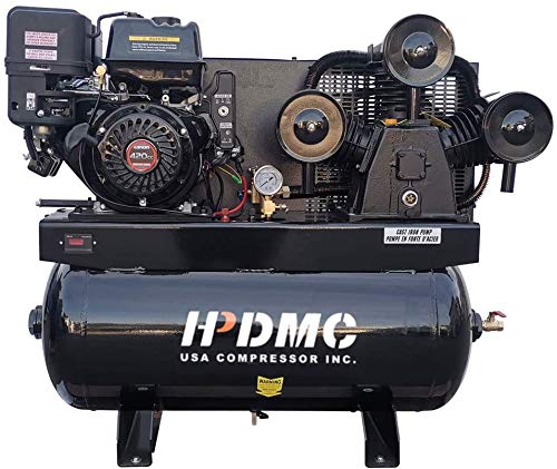 13HP Gas Powered Air Compressor, 3-Cylinder, 30 Gallon Horizontal Tank, Piston Pump Air Compressed System (125 PSI @ 44 CFM) - color: 13hp/125psi/44cfm/30gal