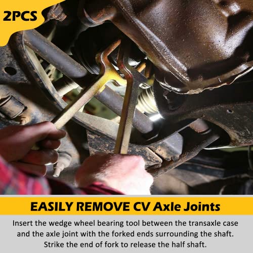 LAIKOU 2PCs 12020 Axle Popper Kit Inner CV Axle Removal Tool Set Fork & Shim Hand Tools Namely Wrenches for Remove Most Front Wheel Drive (FWD) Vehicles’ Half-Shaft Drive Axles & Fix Damaged CV Joint