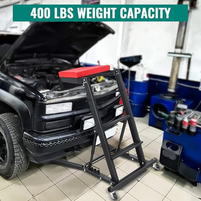 400lbs Top Automotive Creeper for Mechanics, Adjustable Height Engine Creeper 42.5"-64.8" with 4 Swivel Caster Wheels and Padded Deck, Foldable Car Creeper for Home Garage Workshop