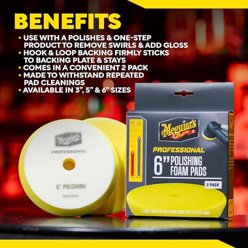 Meguiar's Professional 6" Polishing Foam Pad, 2pk, 10/CV