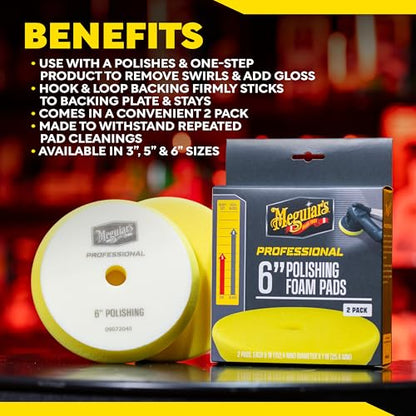 Meguiar's Professional 6" Polishing Foam Pad, 2pk, 10/CV