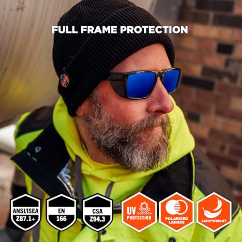 Ergodyne Skullerz SIXTEN Safety Sunglasses with Side Shields, Anti Fog - color: Blue Mirror Lens