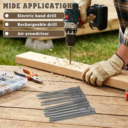 11 Pcs Security Torx Bit Set Tamper Proof Torx Bit Set, Magnetic Star Screwdriver Bits Sets, S2 Steel 1/4 Hex Shank Torque Security Bits T6-T40, 4 Inch Length for Deeper Work
