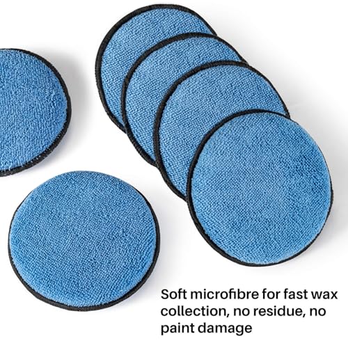 Sukh 12 Pack Microfiber Applicator Pads - 4.72 Inch Car Wax Applicator Pads | Round Blue Foam Sponges for Car Waxing, Buffing and Fine Polishing, Ultra Soft High Density Auto Detailing Supplies Set - color: Blue