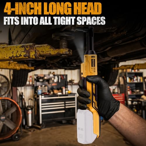 3/8" Cordless Power Ratchet Wrench Compatible with Dewalt 20V Battery (Tool Only), 60FT Torque, 0-400RPM Variable Speed Motor, Extended Wrench with 7 Sockets, 1/4" Adapter, 3" Extension Bar