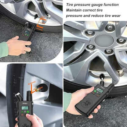 Digital Tpms Reset Gauge Tool, Digital Tire Pressure Gauge & Tpms Relearn Tool, Reset Sensor 2 in 1 Digital Tyre Pressure Gauge Tool 4 Setting Ranges Auto Off