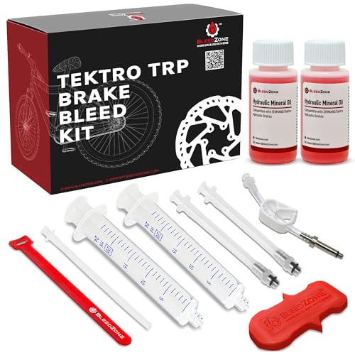 BleedZone Standard Tektro TRP Brake Bleed Kit with 120ml Mineral Oil, Hydraulic Bike Brake Bleeder Kit for Tektro & TRP Brakes, Reusable Bleeding Tools, Syringe & Hose Bicycle Hydraulic Maintenance - style: Standard