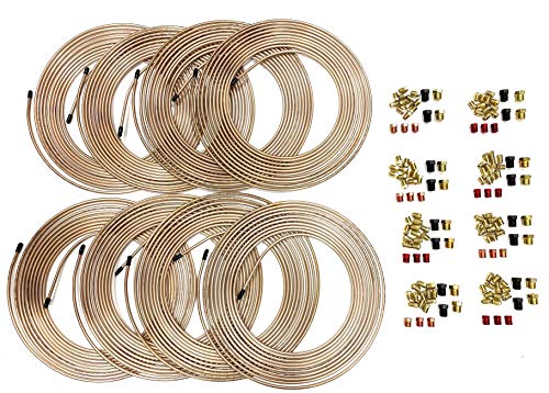 The Stop Shop 8 Kits. Each Kit is 25 Feet of 3/16 Inch (4.75 mm) Copper Nickel Brake Line with Fittings (.028 Inch Wall Thickness) - size: 200 Feet - 8 x 25 foot kits