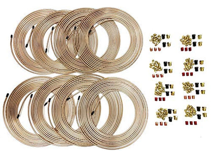 The Stop Shop 8 Kits. Each Kit is 25 Feet of 3/16 Inch (4.75 mm) Copper Nickel Brake Line with Fittings (.028 Inch Wall Thickness) - size: 200 Feet - 8 x 25 foot kits