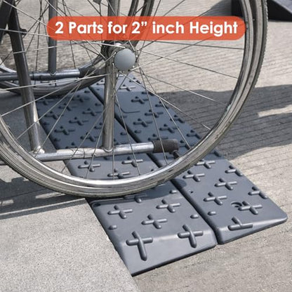 1", 2", 3", 4" inch Rise Assemble Threshold Ramp, 4-Piece Design Durable HDPE Extensible Doorway Ramps, Detachable Portable Wheelchair Ramps (1"-4" Assemble Ramp)
