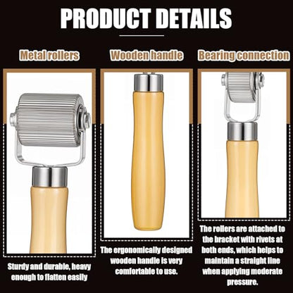 Sound Deadening Roller, 4 PCS Car Sound Deadener Rollers Tool Tire Patch Roller Sounds Deadener Application Rolling Wheel Wood Handle Seam Rollers for Automotive Auto Noise Accessories