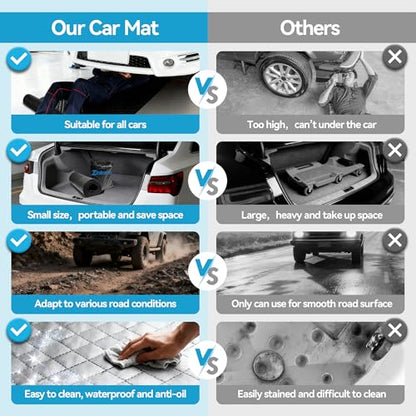 Magic Rolling Creeper Mat 58''x28'' Portable Under Car Repair Mat Folding Repairing Mechanic Pad Automotive Garage Creeper Mats for Car, SUV & Pickup Truck-Black - color: black