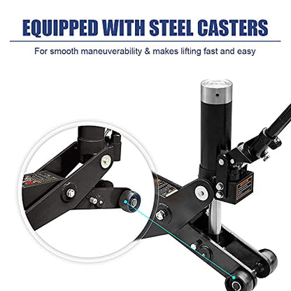 Hydraulic Forklift Jack 5 Ton (10,000 lb) Capacity, Dual Position Forklift Service/Hydraulic Floor Jack Black for Truck Tractor, Lifting Range 2.76"-28.74"