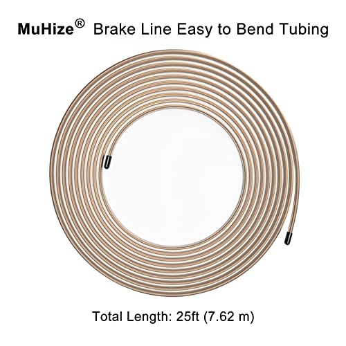 MuHize 3/16" Brake Line 25Ft - Copper Nickel Non-Magnetic Brake Tubing with 16 Braking Fittings, Fit Chevy Silverado/Jeep Wrangler - color: Copper-nickle