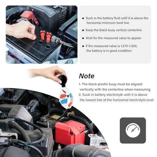 Car Battery Hydrometer & Acid Tester,Universal Battery Acid Testers for Monitor Batterys Health Rapidly,Deep Cycle Hydrometer Batterys Tester for 6V 12V 24V Vehicle
