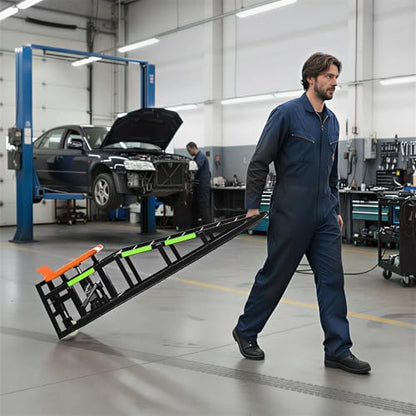Heavy Duty Hydraulic Car Ramps 2 Pack, 5 Ton Capacity 9-15 Inch Lift for Cars SUVs Trucks with Rolling Wheels & Reflective Strips for Oil Changes Tire Rotations - color: Orange With Rolling Wheels