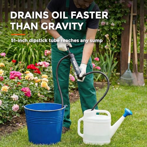 Manual Multi-Use Transfer Pump - 3-in-1 Siphon, Forced Liquid & Air Inflator Pump for Gasoline, Diesel, Oil - No Electricity Needed, 6-8L/min Fast Flow with 51" Extended Hose