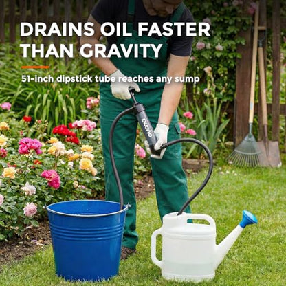 Manual Multi-Use Transfer Pump - 3-in-1 Siphon, Forced Liquid & Air Inflator Pump for Gasoline, Diesel, Oil - No Electricity Needed, 6-8L/min Fast Flow with 51" Extended Hose