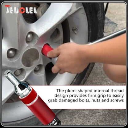 7PCS 1/2" Dr Wheel Protector Impact Socket & Lug Nut Socket Set, 17, 19, 21mm Lug Nut Remover Extractor Tools, 6 Point Non-Marring Lug Nut Thin Wall Deep Socket Wrench, Twist Socket CR-MO
