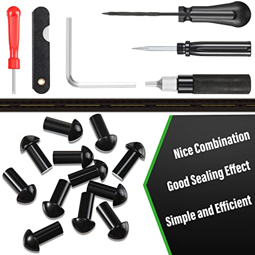 Landhoow 19 Pcs Tire Repair Kit Mushroom Plug Set, Heavy Duty Tubeless Tire Puncture Repair Tool Kit for Cars, Trucks, Motorcycles & ATV, Emergency Roadside Flat Fix Set with Portable Storage Pouch