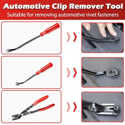 Doaho 7 Pcs Car Trim Removal Tool Kit with Non-Scratch Plastic Pry Tool and Fastener Clip Pliers for auto Safe Interior Car Panel Detachment, Dashboard, Door Clips & Upholstery – Red - color: Red-7 Pcs Trim Removal Tool Kit