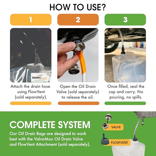 ValvoMax Oil Drain Containers – Clean, No-Mess Used Oil Collection System – Compatible Quick Twist Oil Drain Valve (10 Qt Bag in Box) - style: 10 Qt Bag in Box