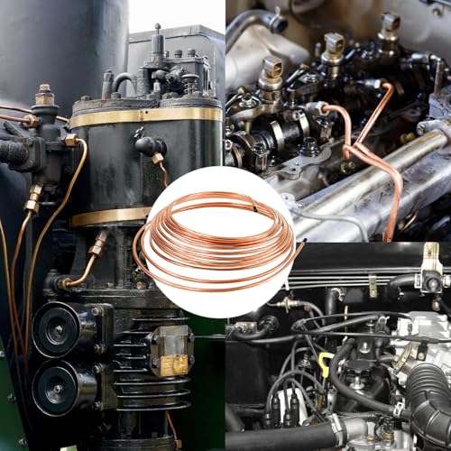 3/16 Inch Brake Line Kit Include 25 FT Copper-Plated Brake Lines with 20pcs Fitting, Single Flare Tool, Brake line Bender and Tube Cutter, 3/16 Inch Brake Line Tools kit