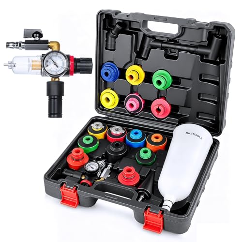 BILITOOLS Engine Oil Funnel Kit, Master Oil Filling Tool Kit for Oil Change | 2.2QT Automotive No Spill Funnel Set with 15 Adapters for Common Vehicle Makes and Models