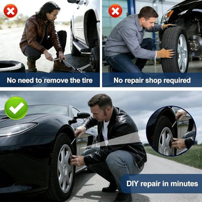 70 PCS Tire Repair Rubber Nail Kit, Vacuum Tire Repair Kits Spiral Rubber Screws, Quick Self-Service Tool for Car, Truck, Motorcycle, Tractor Tire Puncture Repair (70 PCS Screwdriver included)