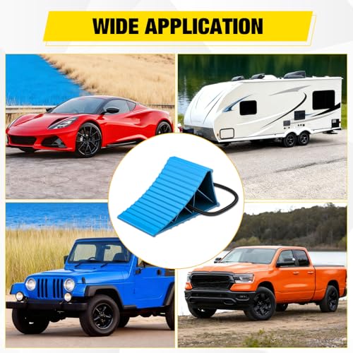 Nilight Wheel Chocks, Heavy Duty Wheel Stopper for Car, Truck, RV, Trailer, Caravan, Motorcycle, 8.7" x 4.8" x 4.2", 4-Pack(Blue) - color: Blue 4-PACK