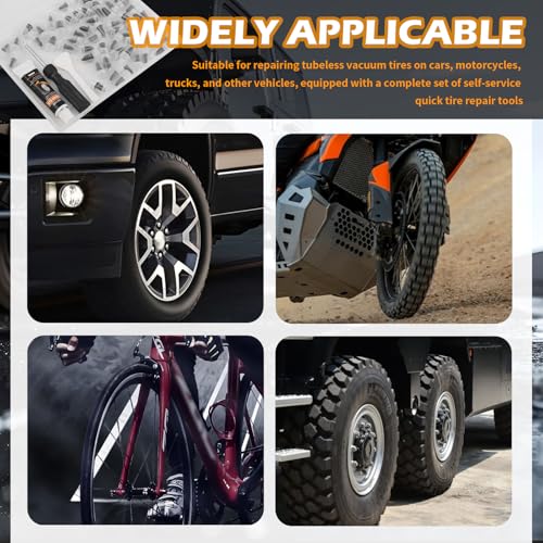 60PCS Car Tire Repair Rubber Nail Kit,Self-Tapping Tire Plug Kit Includes Tires Repairs Screws/Screwdrivers/Glue,Professional Tires Repair Screws Kits for Cars/Motorcycle