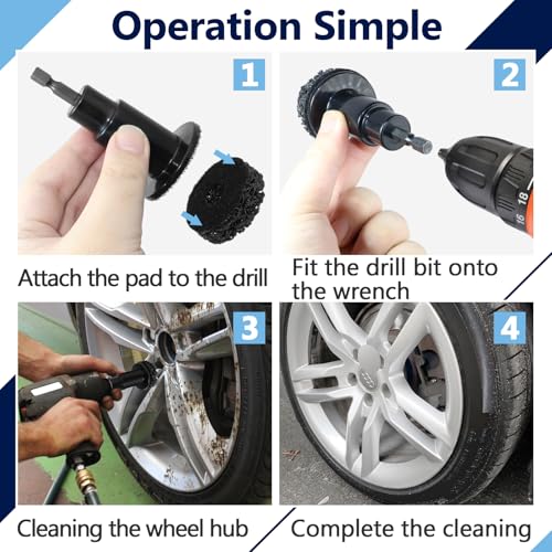 6PCS Wheel Hub Cleaning Pads, 2" Durable Nylon Web Pads, Wheel Stud Cleaner Pads - color: 6-PACK