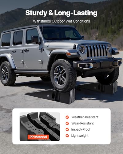 VEVOR Car Ramps, 2 PCS 16000 lbs GVW Capacity, 6.7 in Lift Height, Portable High Profile Car Service Ramps for Home Garage Maintenance and Oil Changes, Heavy Duty for Truck SUV Vehicle Repair, Black - size: 6.6*35.5inch