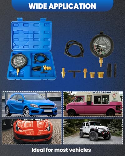 SIXIWANZI Vacuum Gauge, Universal Vacuum Gauge Automotive Kit for Car & Truck