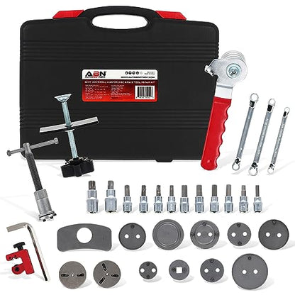 ABN Disc Brake Service Set - 32pc Universal Disc Brake Caliper Compression Tool Set for Pad Piston and Line Adjustment