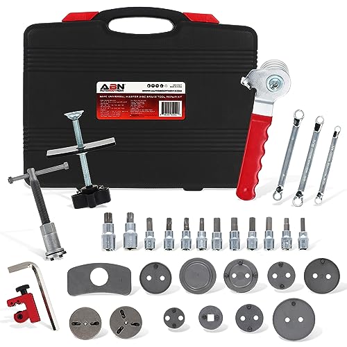 ABN Disc Brake Service Set - 32pc Universal Disc Brake Caliper Compression Tool Set for Pad Piston and Line Adjustment