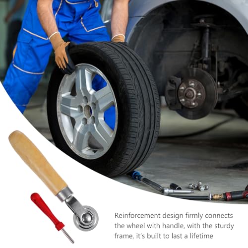 VALICLUD 2 Pcs Tire Patch Rollers and Valve Core Tools Set Wood Material Seam Roller with Single Head Corrosion Resistant Tire Repair Tool for Removing Trapped Air