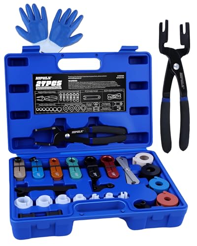 28-Piece Fuel Line Disconnect Tool Set - Complete Kit for AC, Transmission Oil Cooler & Spring Lock Couplings - Quick Disconnect Tool Set for GM Trucks & Ford 4.0L V6, Scissor Pliers & Case